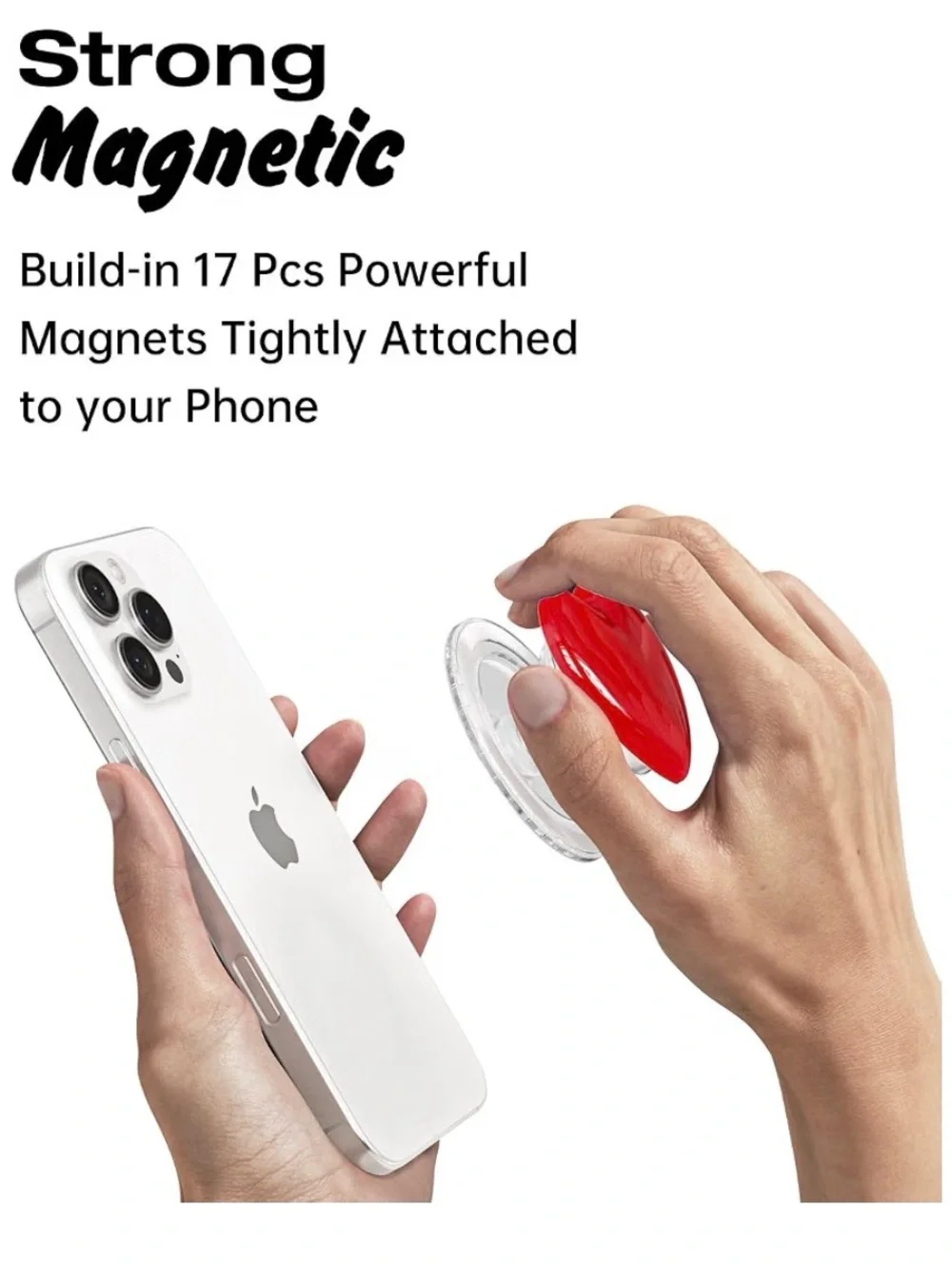 Heart Magnetic Phone Grip Compatible with Magsafe Phone Grip Holder,hot pink